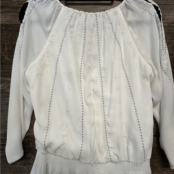 White House Black Market Cream White Off-the-Shoulder Bishop Sleeve Sundress - Picture 6 of 16